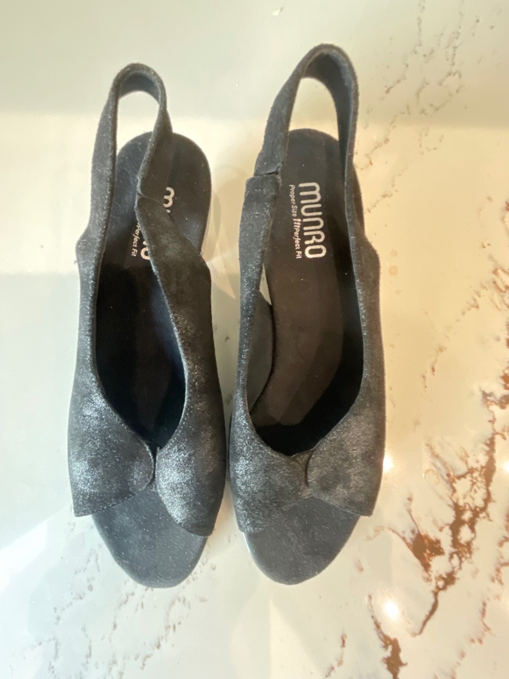 Munro Black suade shoes.   Size. 10 medium.  2 inch heel